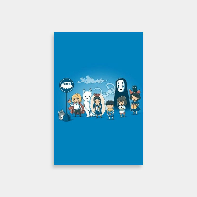 My Neighbor Totoro Cartoon Characters Poster - Blue Background Wall Art