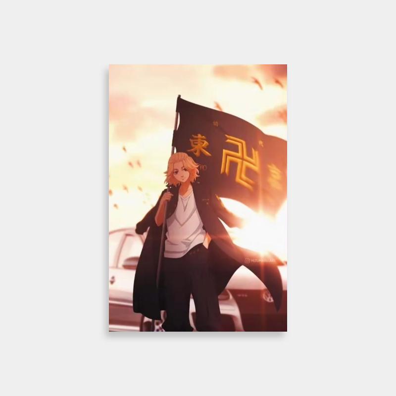 Tokyo Revengers Mikey Flag & Car Sunset Poster