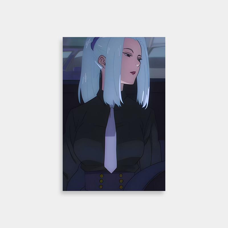 Mei Mei Jujutsu Kaisen Poster - White-Haired Woman in Car with Purple Tie