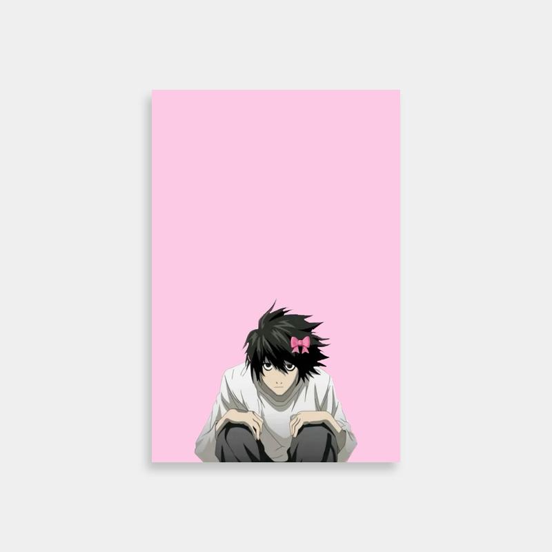 L Lawliet Death Note Print - Sitting on Ground with Thoughtful Pose