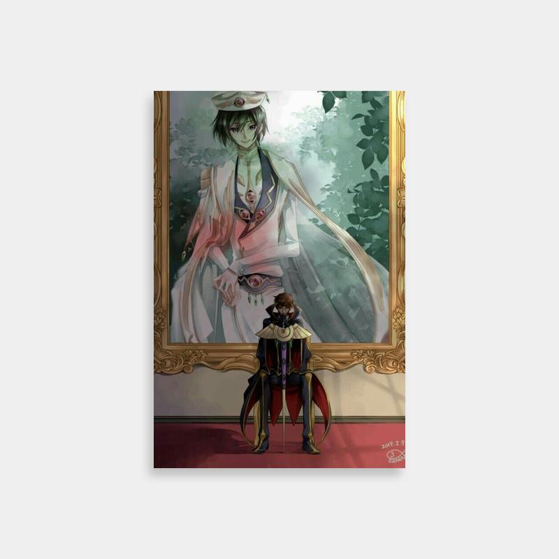 Suzaku Kururugi Code Geass Poster - Anime Character Sitting by Painting