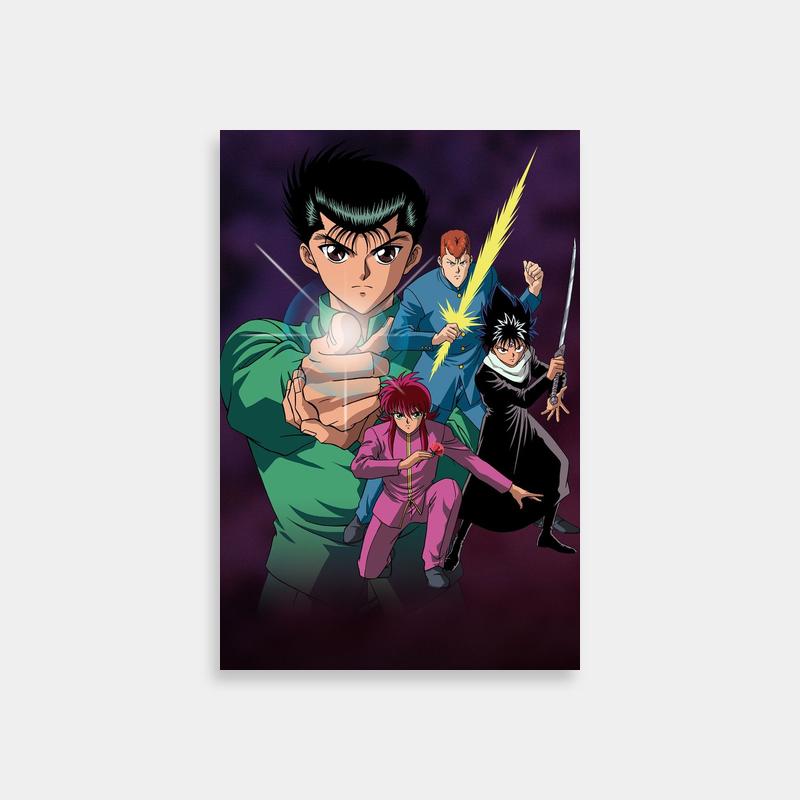 Kazuma Kuwabara Yu Yu Hakusho Battle Poster - Purple Sky Anime Art