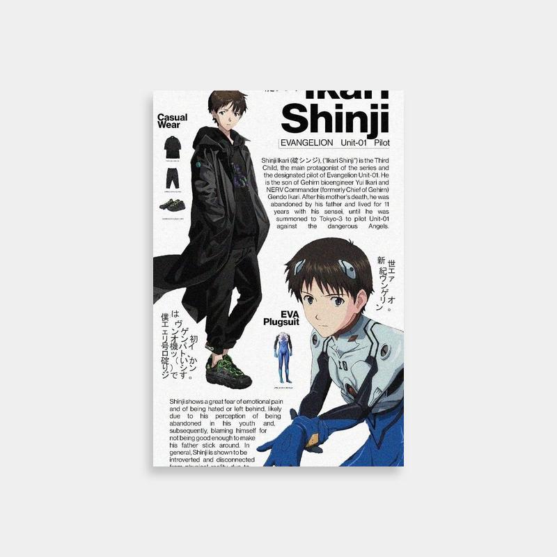 Shinji Ikari Neon Genesis Evangelion Poster - Black and Blue Anime Advertisement