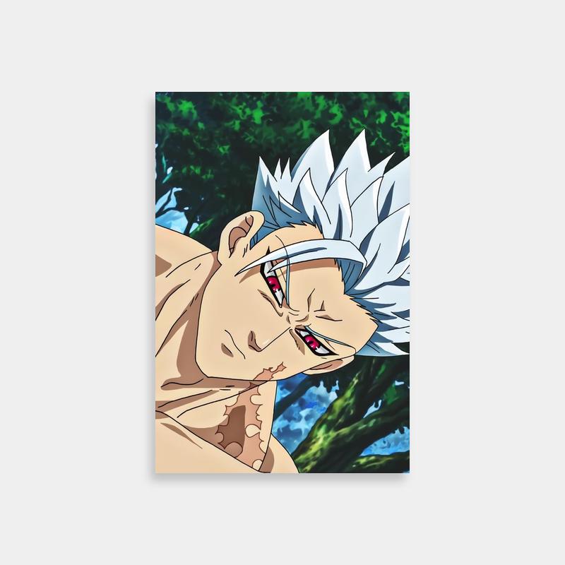 Ban Seven Deadly Sins Poster - Bloodied White-Haired Anime Character