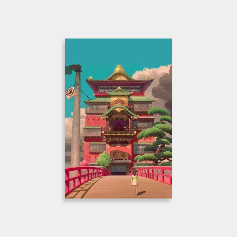 Yubaba Spirited Away Poster - Girl on Bridge with Clock Tower