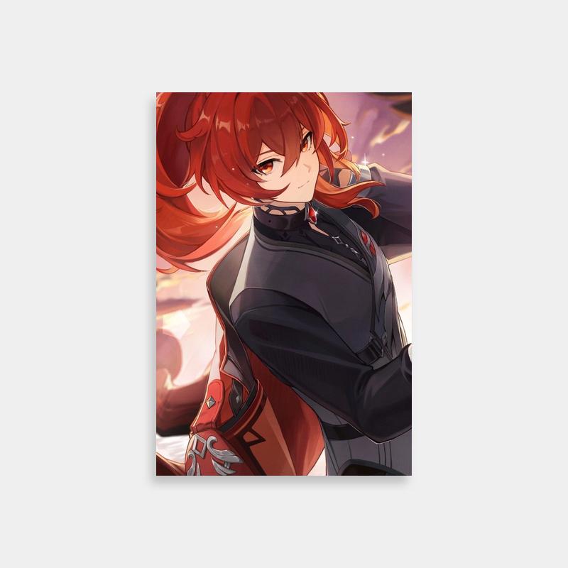 Ryota Watari Your Lie in April Poster - Red-Haired Anime Character in Black Clothes