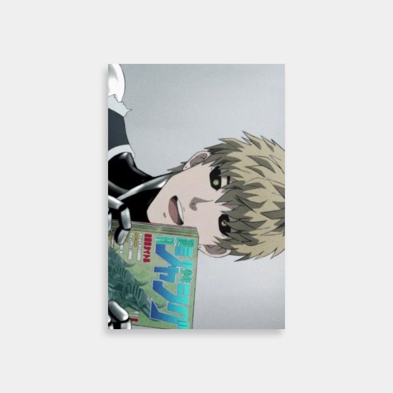 Genos One Punch Man Poster - Anime Character Holding a Book