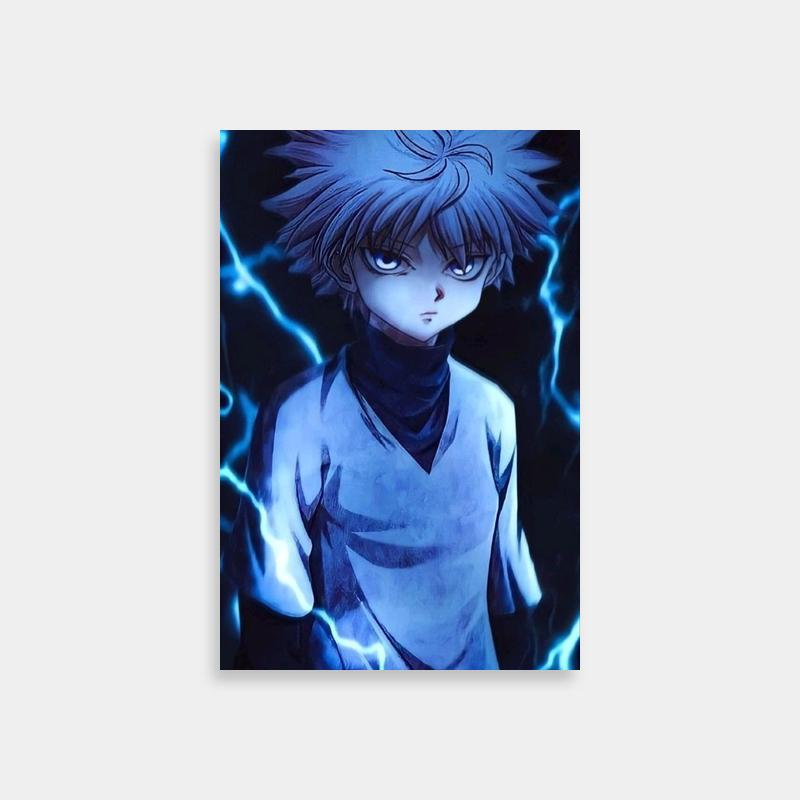 Killua Zoldyck Anime Poster - Blue Hair & Lightning Hunter x Hunter Art