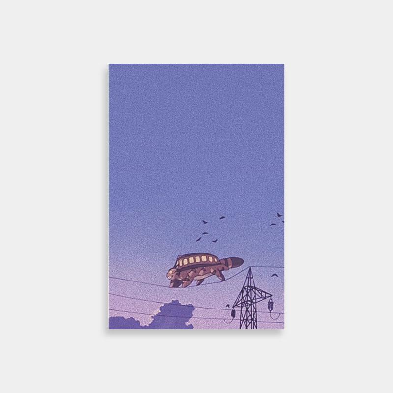 My Neighbor Totoro Catbus Sunset Sky Poster