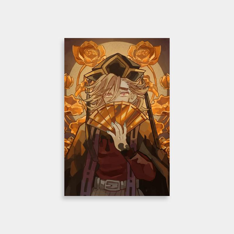 Doma Demon Slayer Poster - Anime Character with Blonde Hair & Fan
