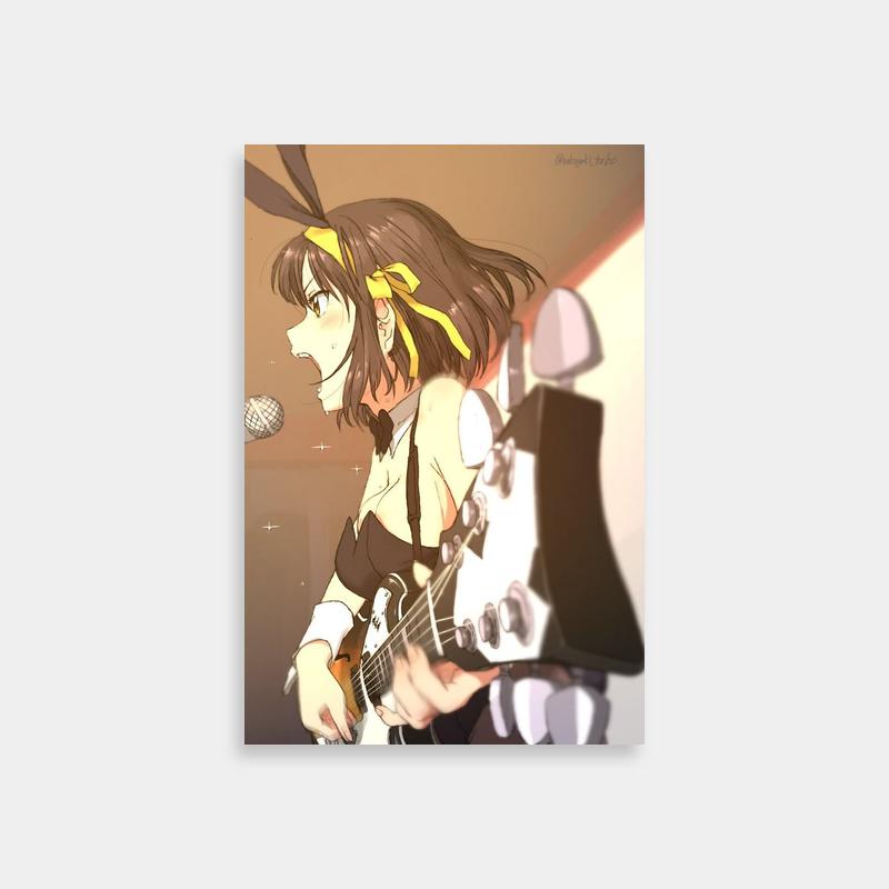 Haruhi Suzumiya Electric Guitar Anime Poster - Long Hair Art Print