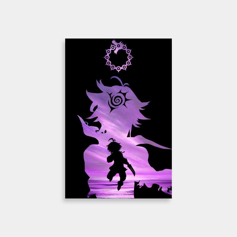 Meliodas Seven Deadly Sins Poster - Purple Sky Demon Silhouette Art