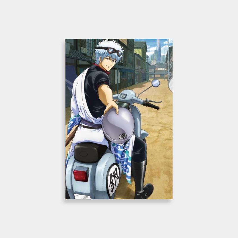 Gintoki Sakata Gintama Poster - Riding Blue Scooter in City