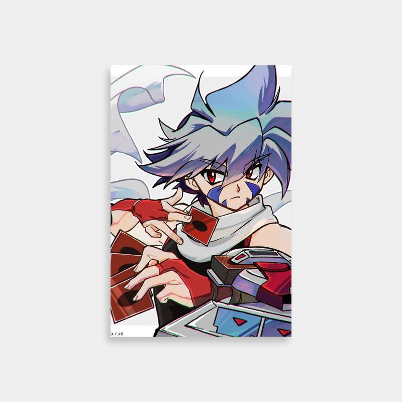 Ray Kon Beyblade Anime Poster - Blue-Haired Character with Red Eyes