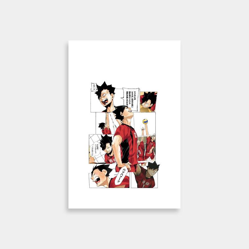 Kuroo Tetsurou Haikyuu Poster - Expressive Anime Characters in Red