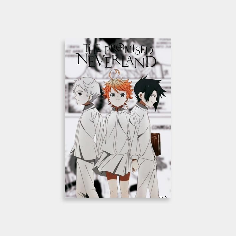 Emma The Promised Neverland Duo Poster - Black & White Anime Art