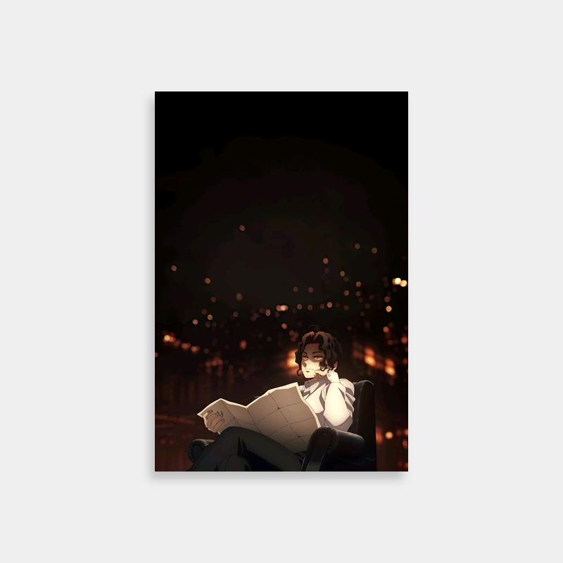 Elegant Muzan Kibutsuji Demon Slayer Wall Art - Nighttime City Scene