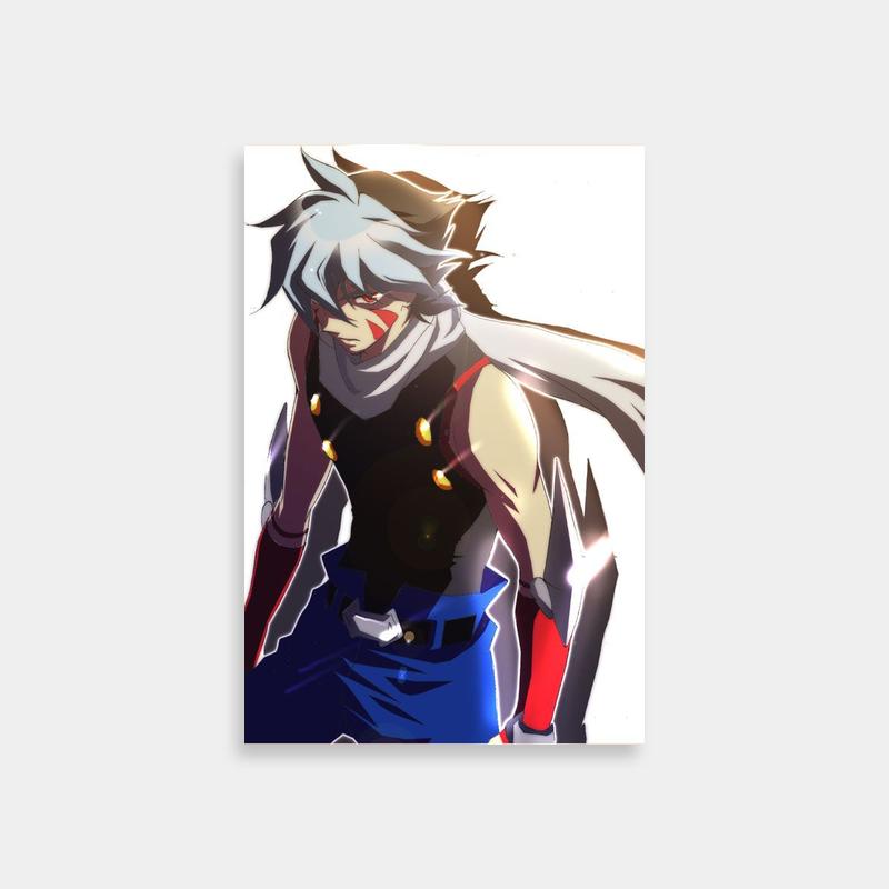 Kai Hiwatari Beyblade Poster - White-Haired Anime Character with Blue Eyes