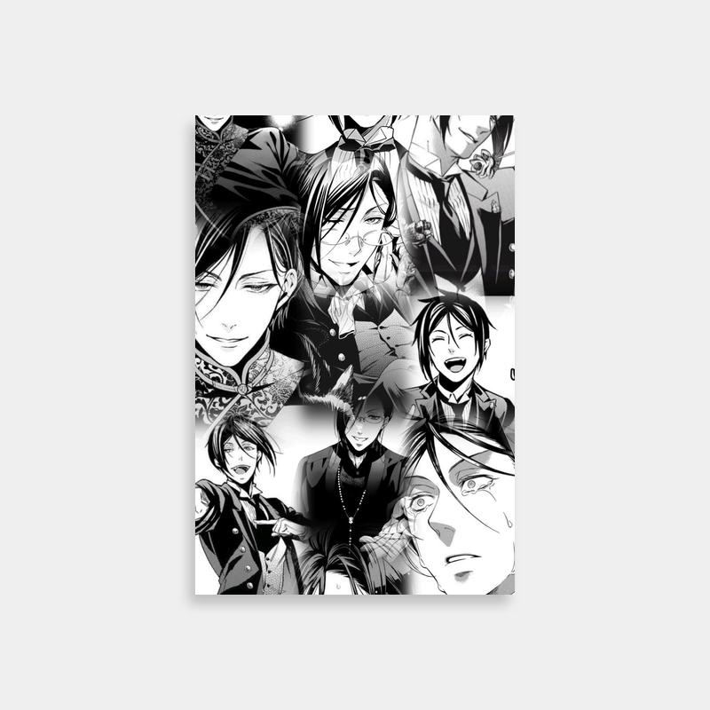 Black Butler Sebastian Michaelis Anime Poster - Stylish Black & White Character Art