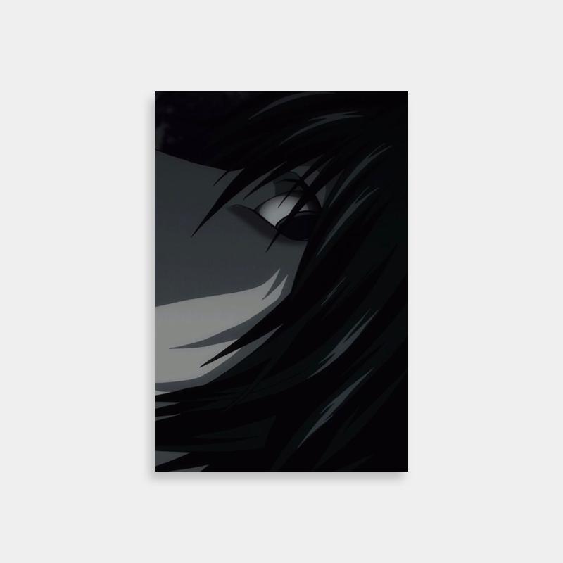 L Lawliet Death Note Anime Poster - Black Hair and Intense Eyes