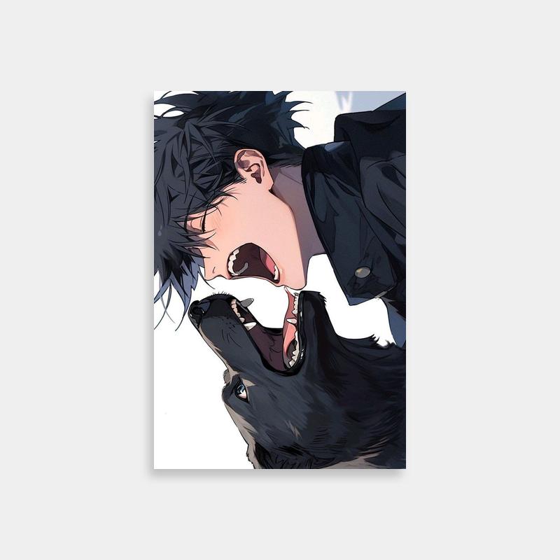 Megumi Fushiguro Jujutsu Kaisen Wolf Battle Poster - Anime Art