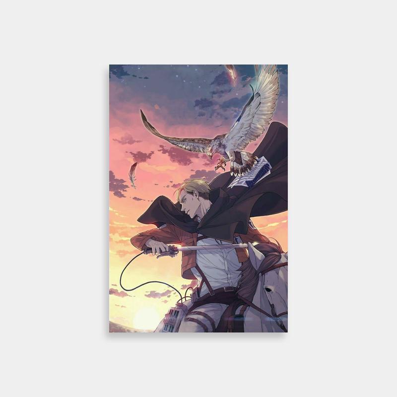 Erwin Smith Attack on Titan Poster - Horseback Ride with Eagle Wall Art