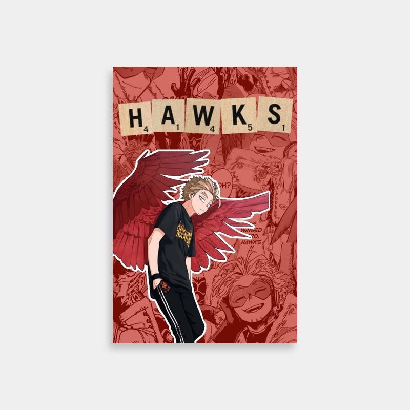 Hawks My Hero Academia Anime Poster - Red Wings Character Art