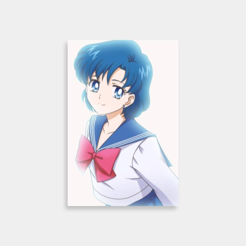 Ami Mizuno Sailor Moon Poster - Blue Hair with Red Bow Tie