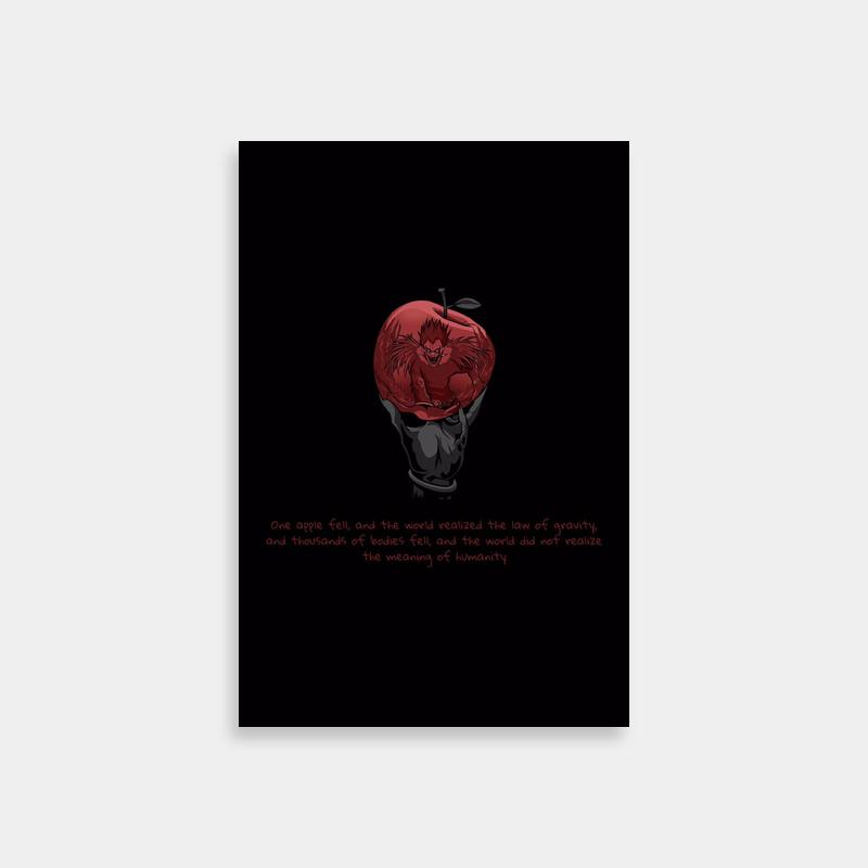 Ryuk Death Note Poster - Apple on Black Background with 'I Am Not' Quote