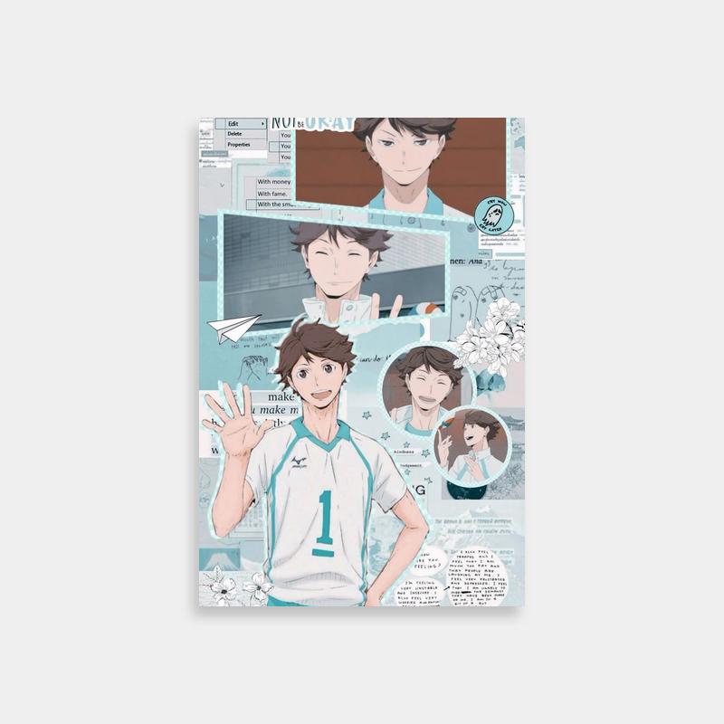 Oikawa Tooru Haikyuu Anime Poster - Floral Theme