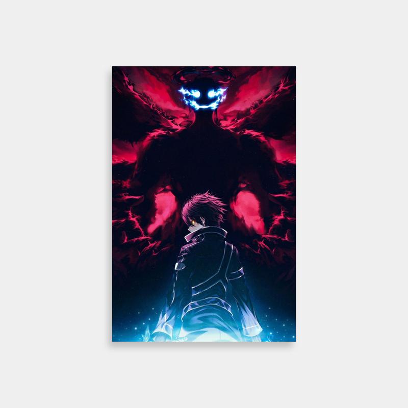 Kirito Sword Art Online Poster - Epic Battle with Giant Demon