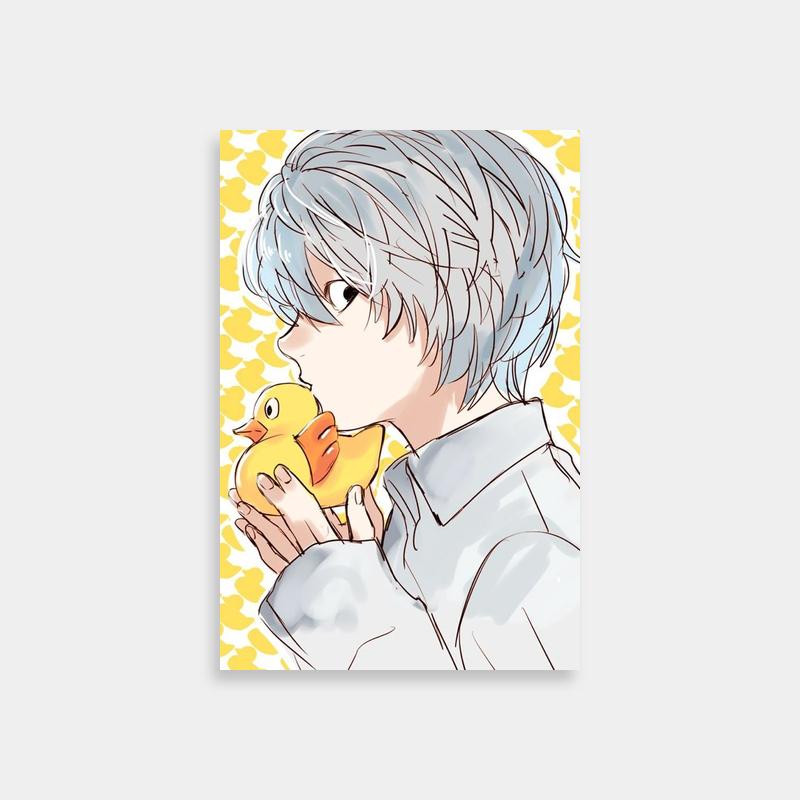 Near Death Note Anime Poster - Character Holding Yellow Duck