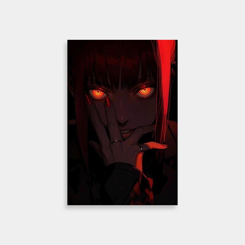 Makima 3D Girl Red Poster - Chainsaw Man Art