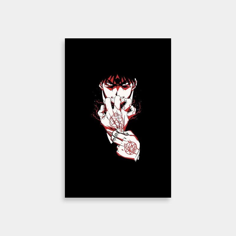 Roy Mustang Fullmetal Alchemist Red & Black Ink Poster
