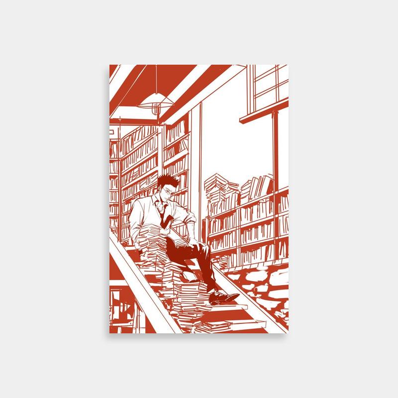 Leorio Paradinight Anime Poster - Hunter x Hunter Library Scene