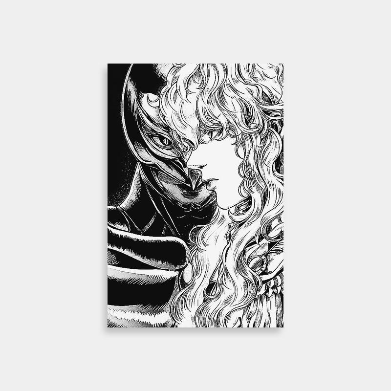 Griffith Berserk Helmet Portrait - Black & White Drawing