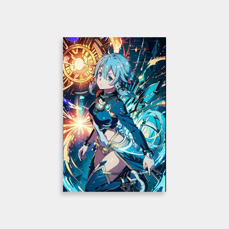 Sword Art Online Sinon Blue & White Hair Glow Poster