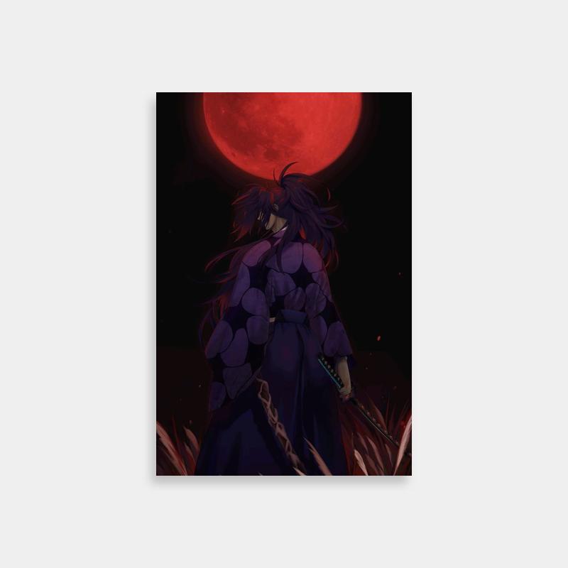 Kokushibo with Red Moon - Demon Slayer Anime Wall Art
