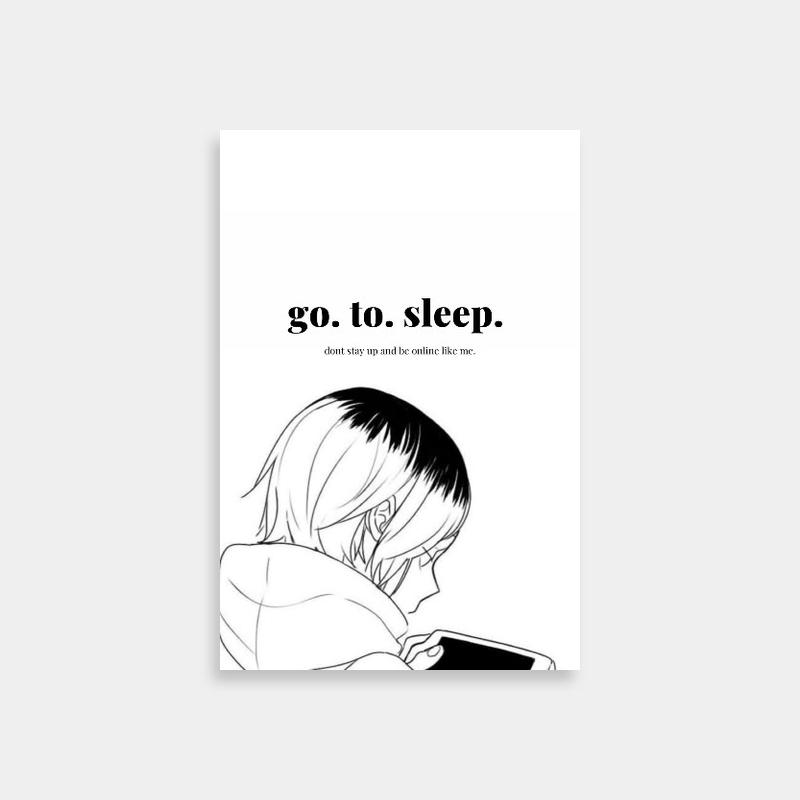 Kenma Kozume 'Go To Sleep' Anime Poster - Haikyuu Black and White Art