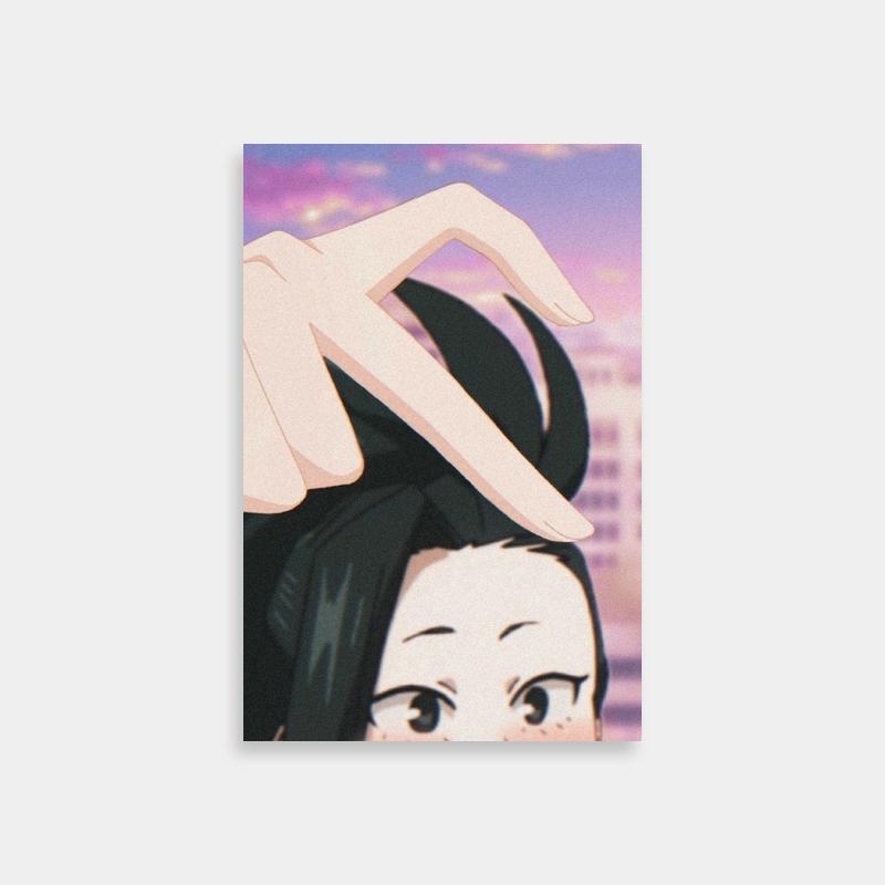 Anime Action Poster - Momo Yaoyorozu with Floating Hair