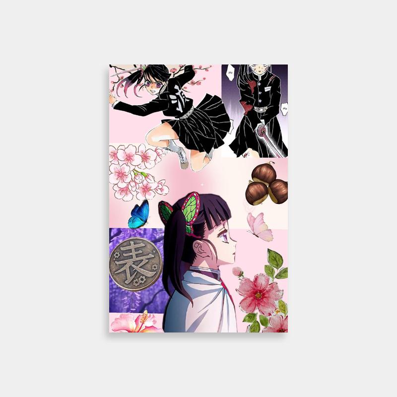 Kanao Tsuyuri with Flowers and Butterflies Poster