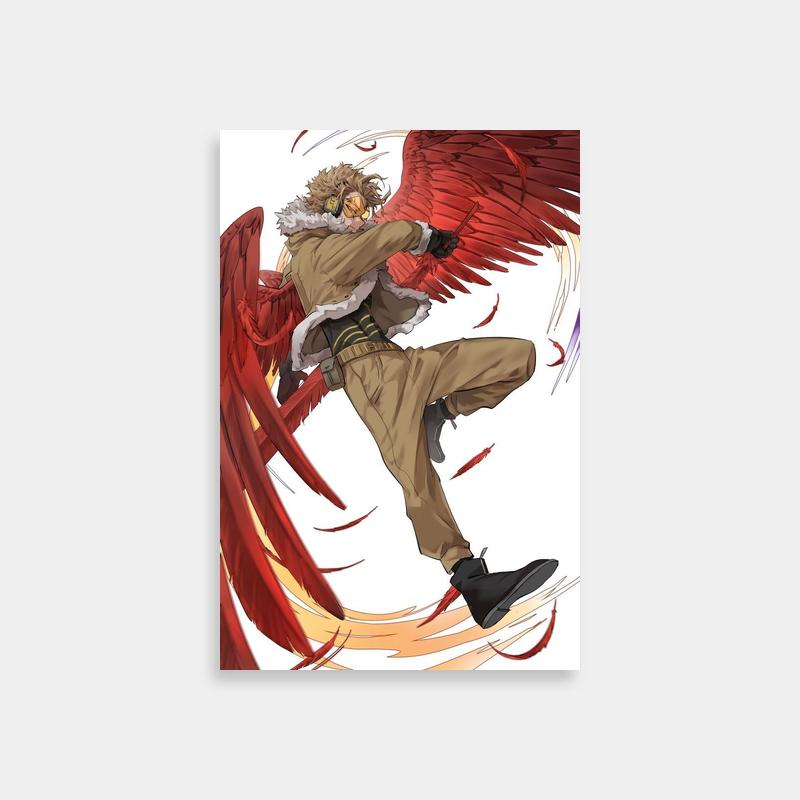 Hawks My Hero Academia Flying with Red Wings Art