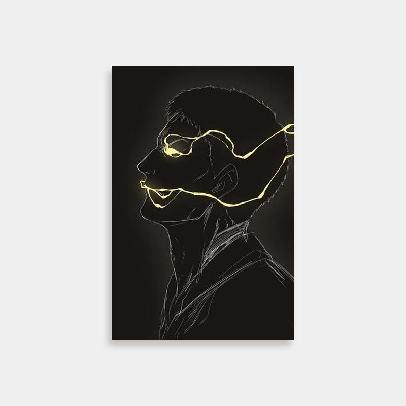 Reiner Braun Attack on Titan Neon Light Poster - Character with Glasses in Dark
