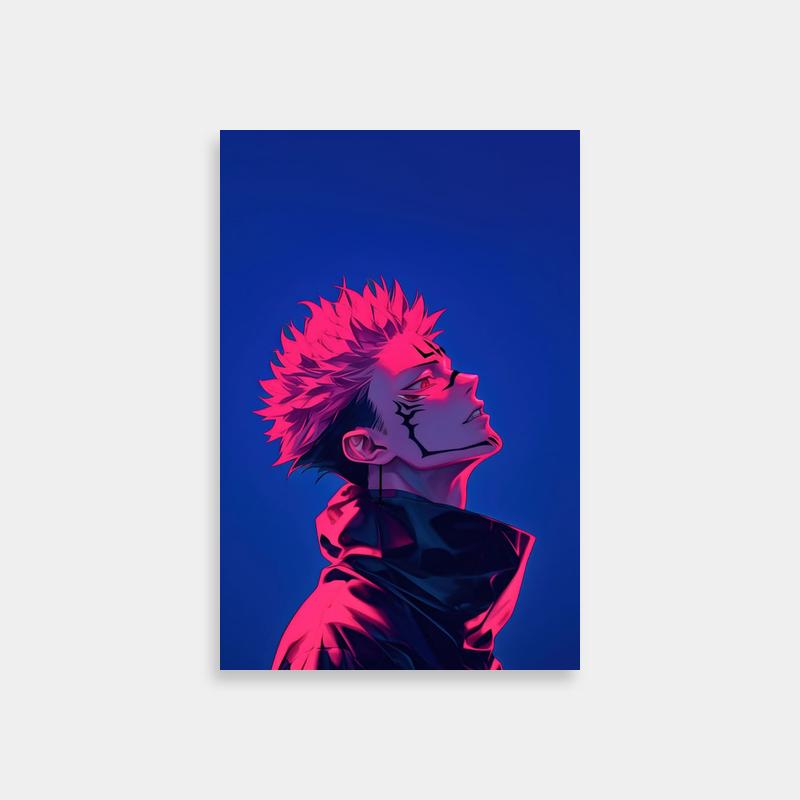 Sukuna Jujutsu Kaisen Anime Poster - Pink Hair & Black Jacket