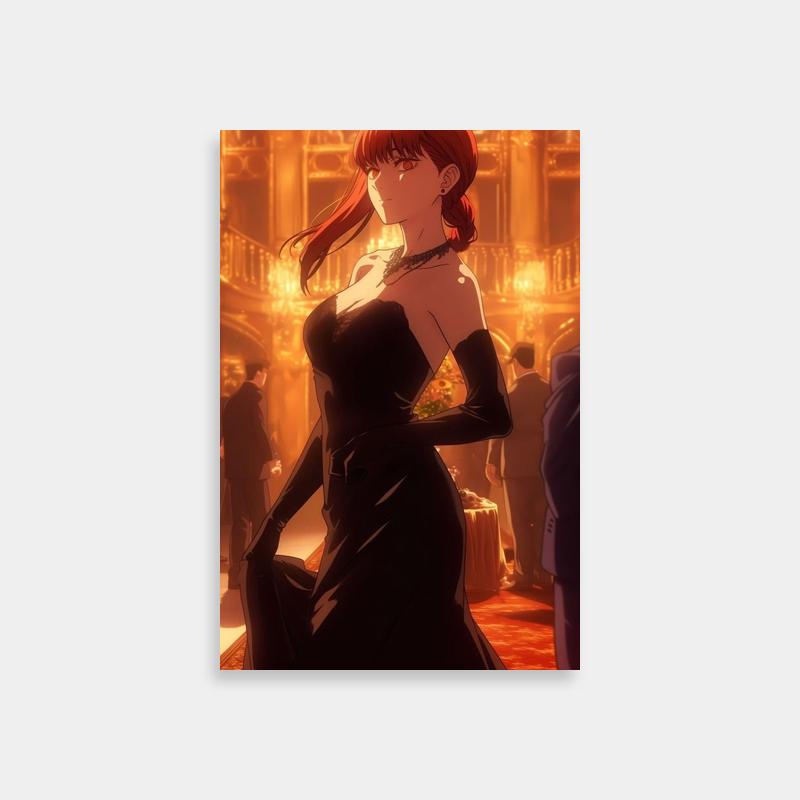 Makima in Black Dress Poster - Red Hair | Chainsaw Man