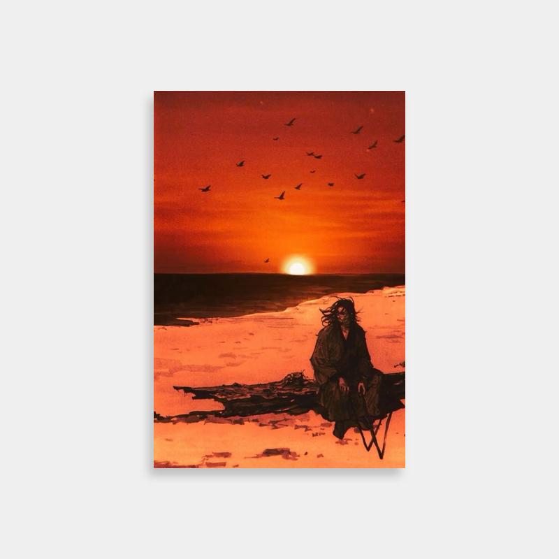 Miyamoto Musashi Sunset Beach Painting - Vagabond Wall Art