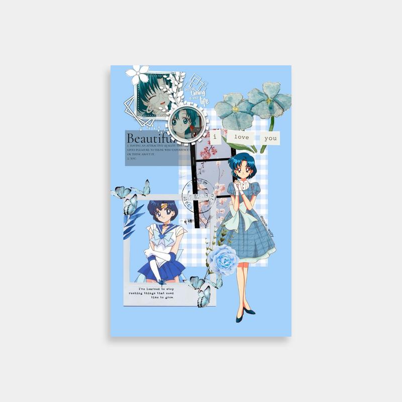 Ami Mizuno Sailor Moon Floral Anime Poster