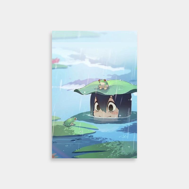 Tsuyu Asui Floating with Frogs - My Hero Academia Wall Art