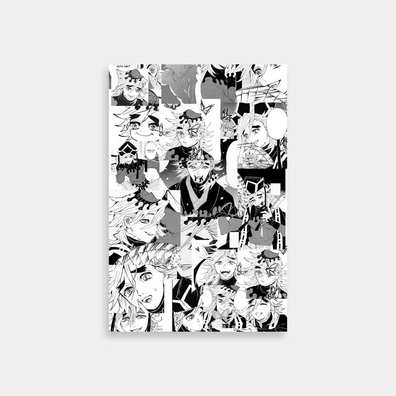 Vintage Doma Demon Slayer Wall Art - Black & White Group Illustration
