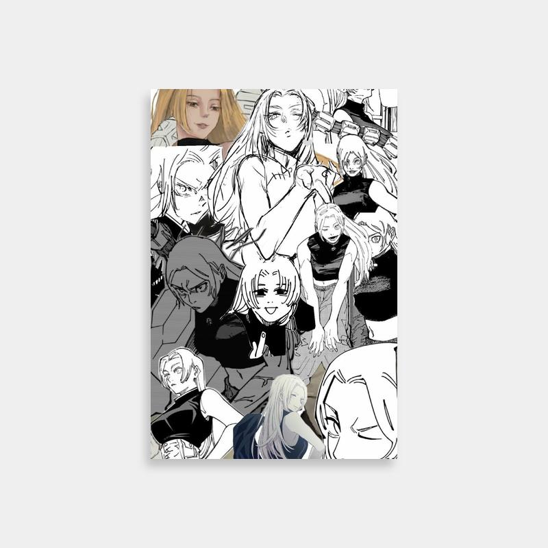Yuki Tsukumo Jujutsu Kaisen Collage Poster - Black and White Anime Art